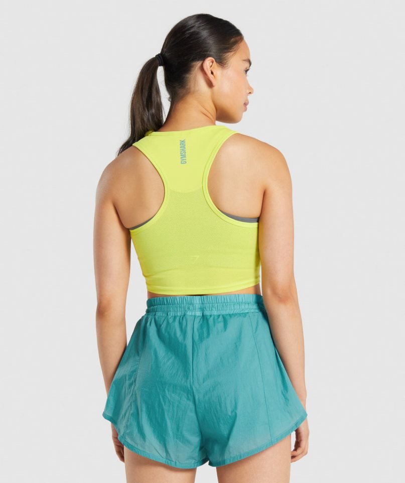 Women's Gymshark Pulse Crop Tanks Yellow | CA 1AD3N0